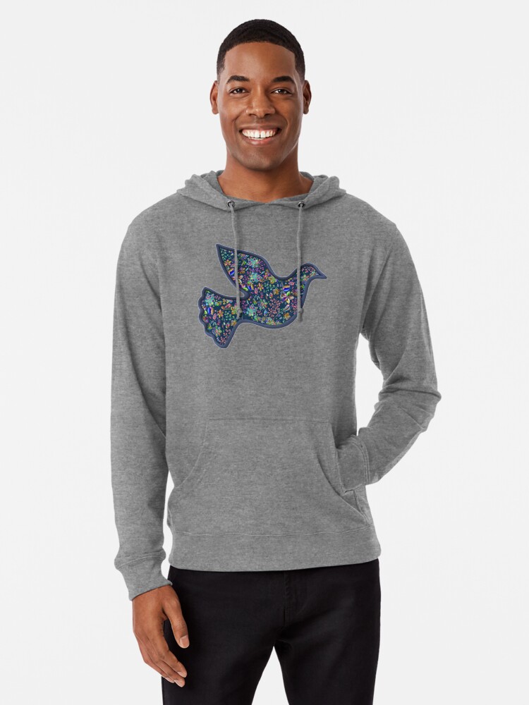 Floral Peace Dove Christian Religious Design Lightweight Hoodie