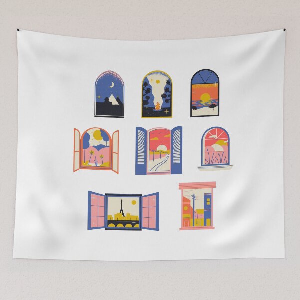 Item preview, World Travel Window Views – Illustrated Cityscapes designed and sold by DonneeCreations.