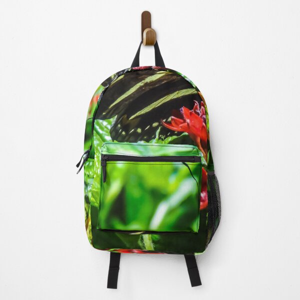 Item preview, Butterfly Photo with Red Florals Leafy Greenery designed and sold by lesrubadesigns.
