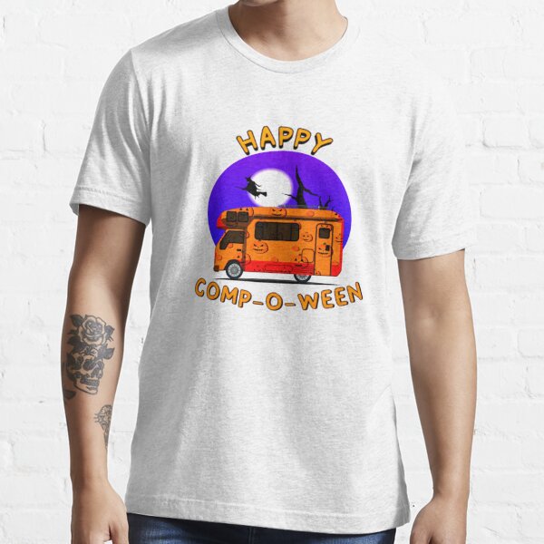 Off Your Back Prints Happy Haunting, Camping Halloween, Halloween Lover, Camping Shirt, Camping During Halloween, RV Shirt White / 2XL