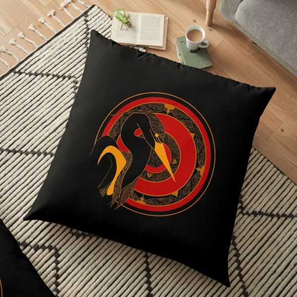 Maldivian traditional lacquer art grey heron Floor Pillow
