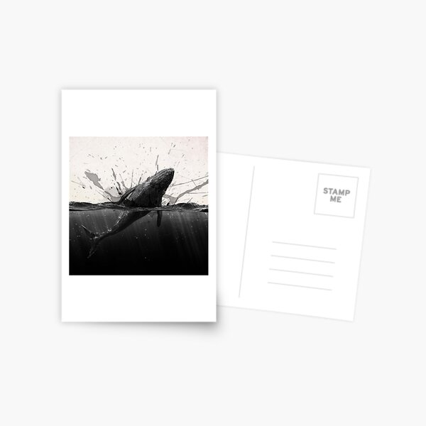 Jumping Whale and Bunny on a Little Boat Postcard