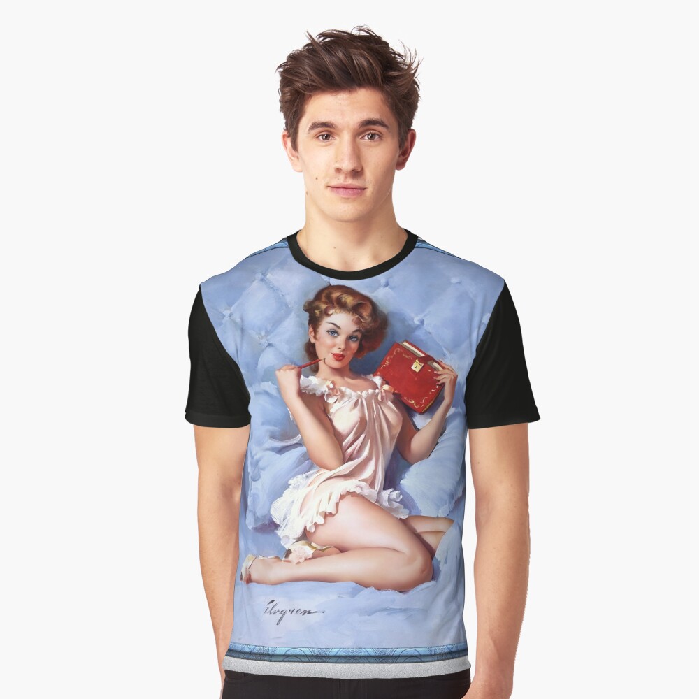 Thinking Of You by Gil Elvgren Pinup Art Illustration Xzendor7 Old Masters Reproductions Graphic T-Shirt