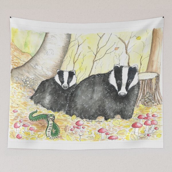 Item preview, Badger Badger Mushrooms Snake designed and sold by Kelley-Art.