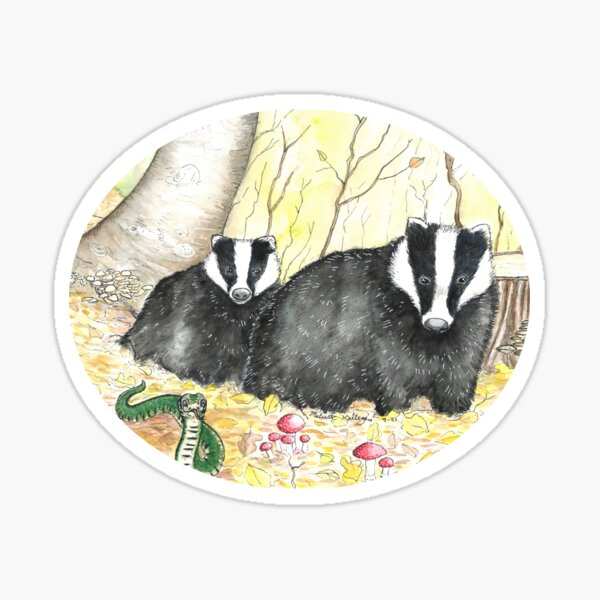 Item preview, Badger Badger Mushrooms Snake designed and sold by Kelley-Art.