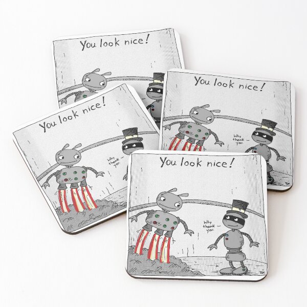 Item preview, You Look Nice! Colour Version - Friendship Message - Zap Day Robots designed and sold by Blaise Kolodychuk.