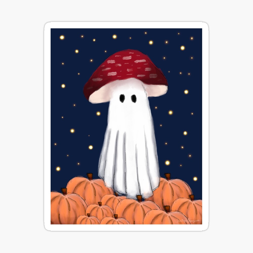 Ghost Mushroom Pumpkins Art Print