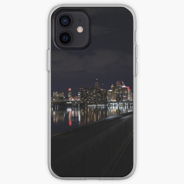 Detroit View at night / Detroit river photography, iPhone Soft Case