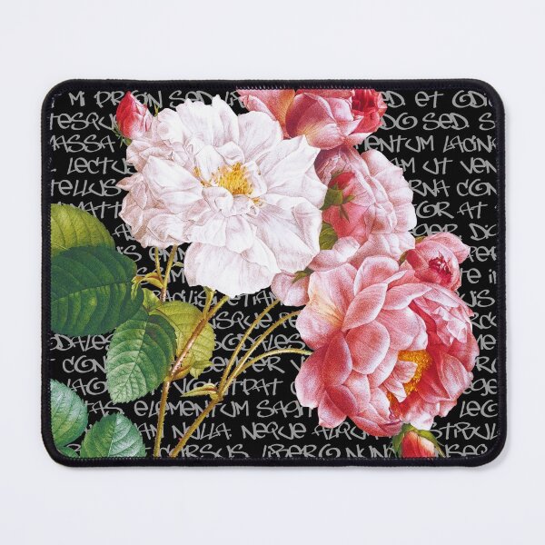 Modern Vintage no 47. Vintage Pink Roses on Graffiti. Dark background. Mouse Pad