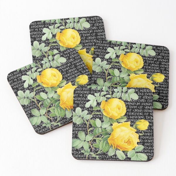Item preview, Vintage Yellow Roses on Graffiti. Modern Vintage no 48. Dark background. designed and sold by Point-Of-DD.
