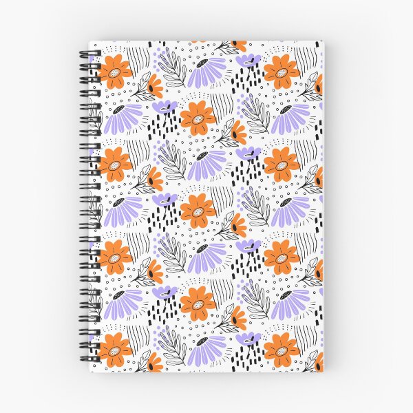 Item preview, Orange and gray floral pattern designed and sold by Princessflora.