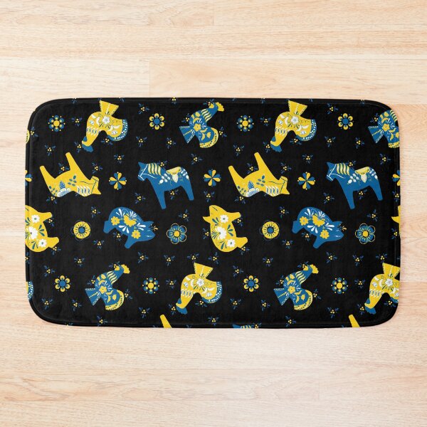 Item preview, Black Blue Yellow - Folk Art - Swedish Dala  designed and sold by WickedRefined - Nicole Demereckis.