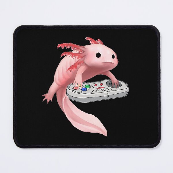 Vista previa del artículo con la obra «Axolotl Fish Playing Videojuego White-Axolotl Lizard Gamers», diseñado y vendido por poppyballard918.