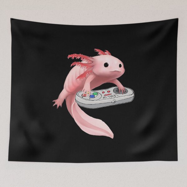Item preview, Axolotl Fish Playing Video Game White-Axolotl Lizard Gamers  designed and sold by poppyballard918.