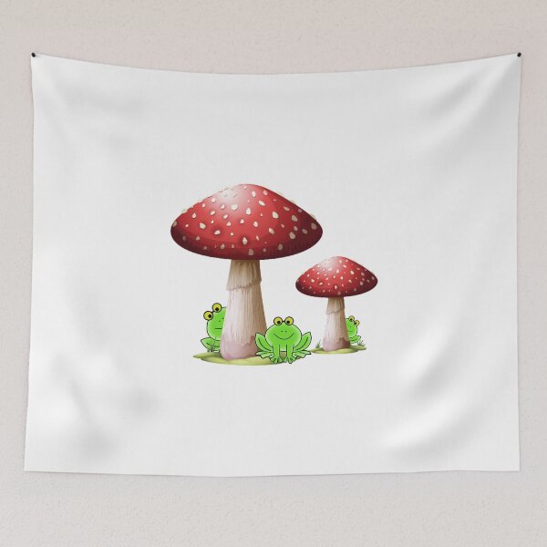 Item preview, Three Cute Frog Friends and Mushrooms designed and sold by Twittlefish.