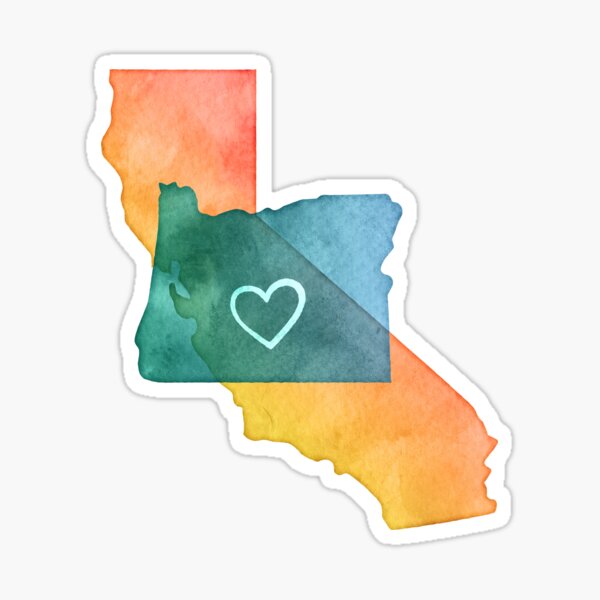 I Love California and Oregon Sticker