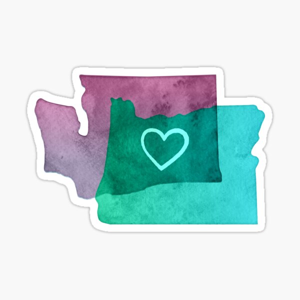 I Love Washington and Oregon Sticker