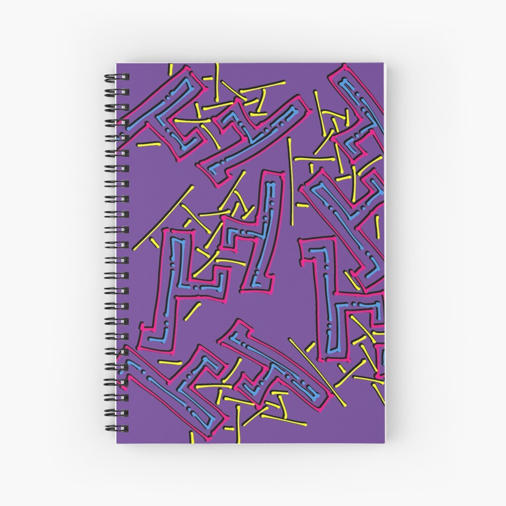 Nineties Aesthetic Pattern on Purple Spiral Notebook