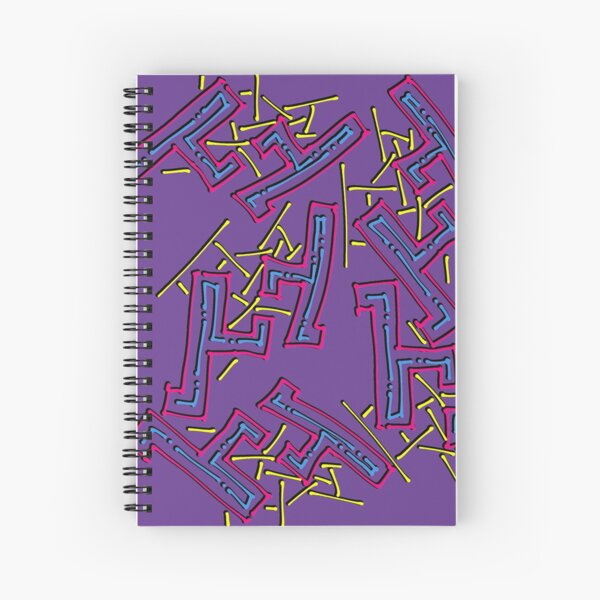 Nineties Aesthetic Pattern on Purple Spiral Notebook