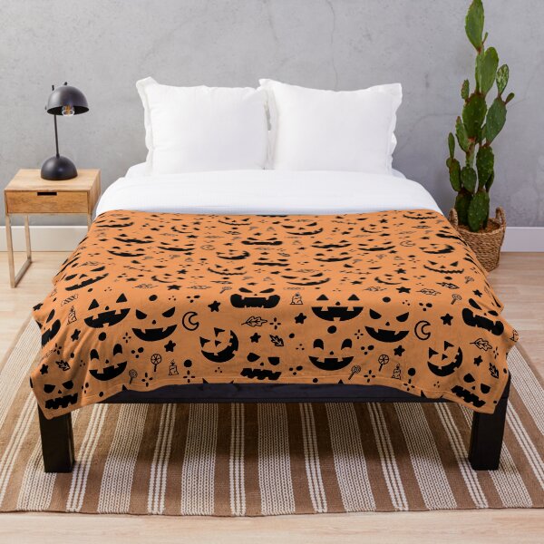 Item preview, seamless pattern of emotions of pumpkins on a orange background designed and sold by tshirtprod.