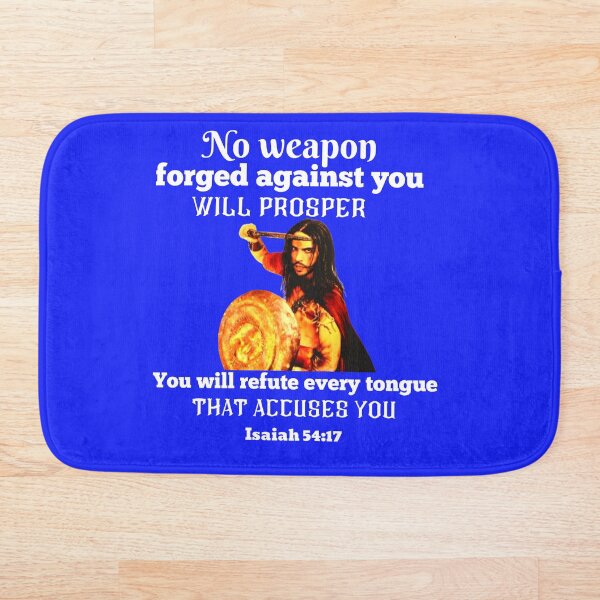 Item preview, Isaiah 54:17 No Weapon will Prosper Merchandise in White on Bright Blue (Excluding T-shirts) designed and sold by oorwinning.