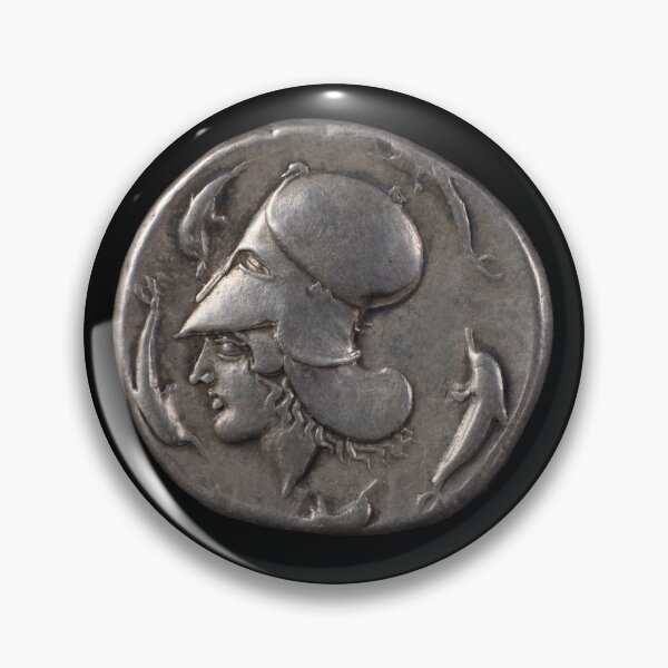 Item preview, Stater with the head of Athena and dolphins (on black) designed and sold by DotorEaon.