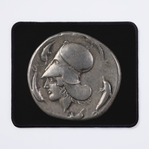 Item preview, Stater with the head of Athena and dolphins (on black) designed and sold by DotorEaon.