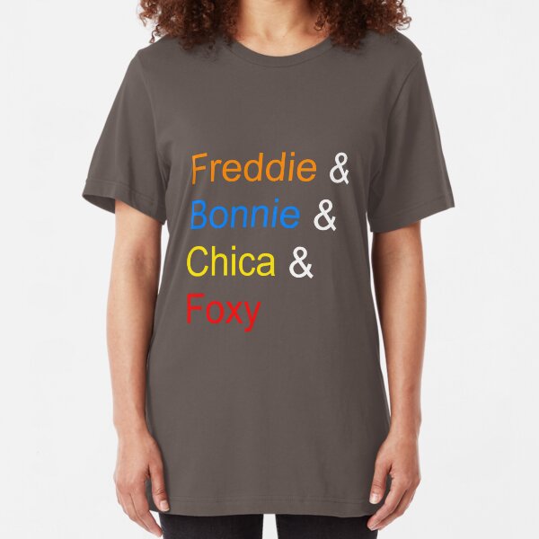FNAF Freddy & Bonnie & Chica & Foxy Slim Fit T-Shirt