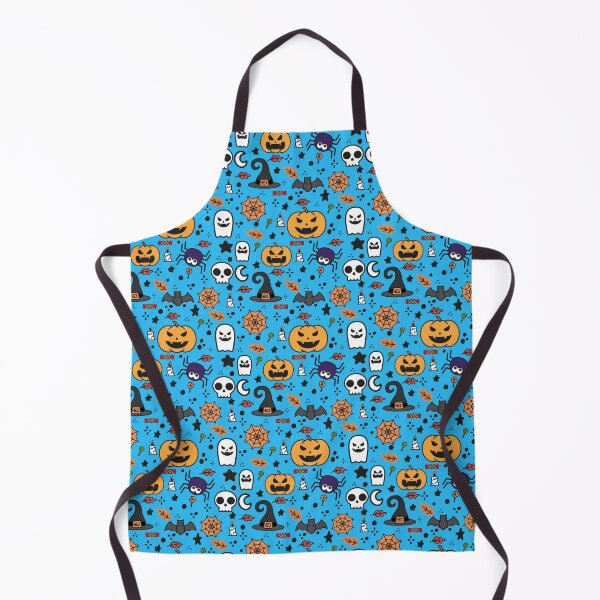 Item preview, Halloween Seamless Pattern with Pumpkin And Spider on a blue background designed and sold by tshirtprod.