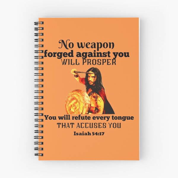 Item preview, Isaiah 54:17 No Weapon will Prosper Merchandise in Black on Tangerine Orange (Excluding T-shirts) designed and sold by oorwinning.