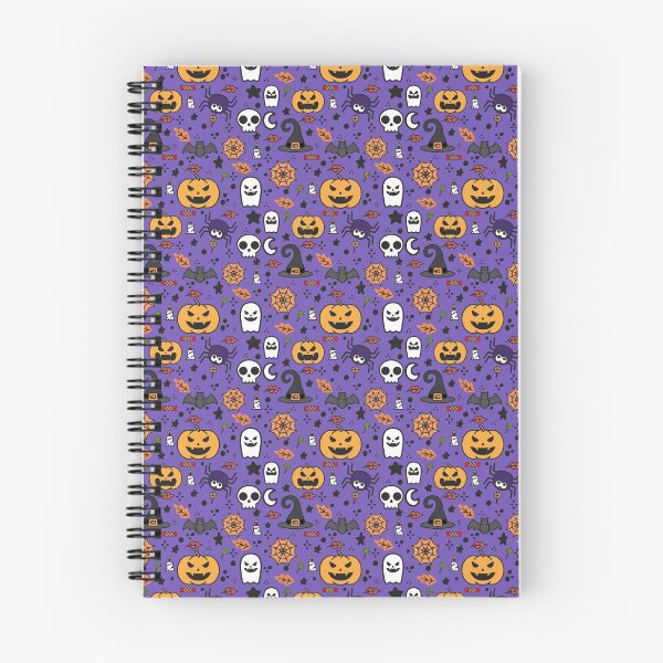 Artikelvorschau, Halloween-nahtloses Muster mit Kürbis und Spinne auf violettem Hintergrund entworfen und verkauft von tshirtprod.