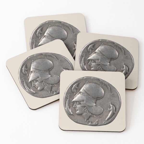 Item preview, Stater with the head of Athena and dolphins (on cream) designed and sold by DotorEaon.