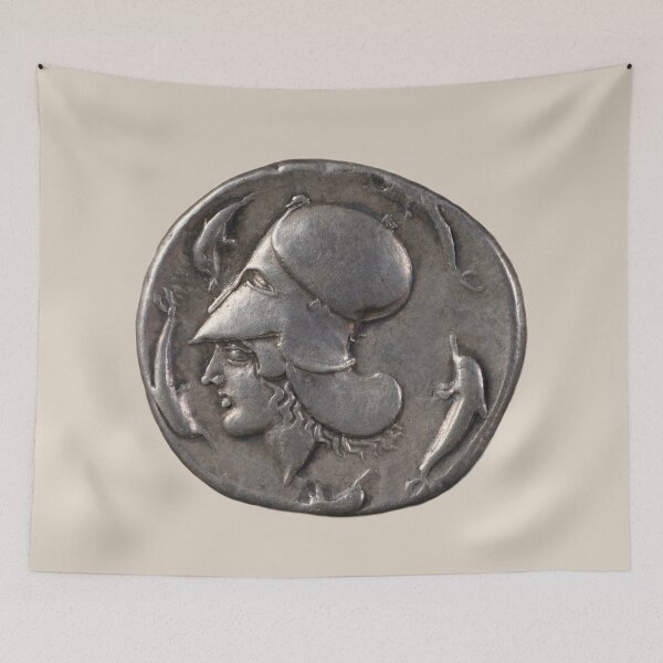 Item preview, Stater with the head of Athena and dolphins (on cream) designed and sold by DotorEaon.
