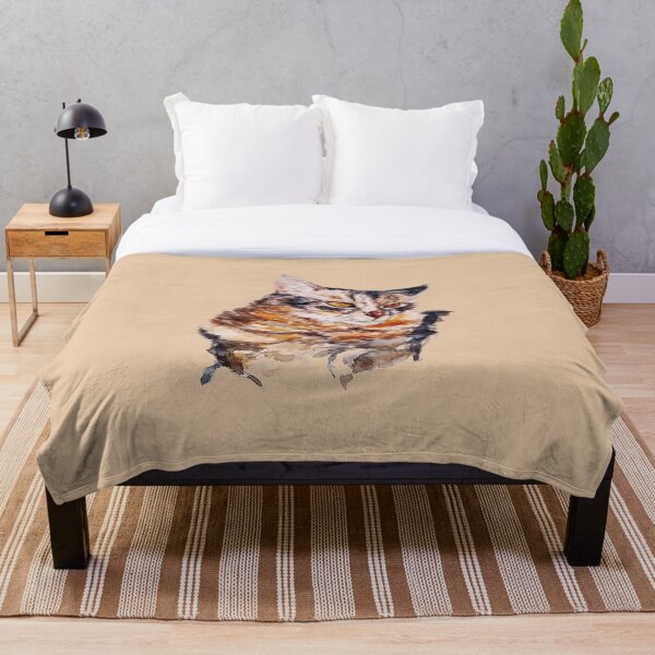 Cat Watercolor Artwork Painting (Asher) Throw Blanket