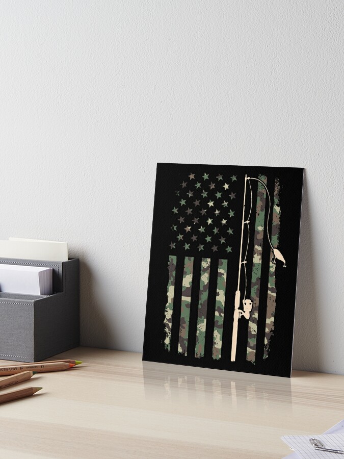 Fishing USA Flag Camouflage Camo American Fisherman Gifts  Art Board Print  for Sale by alenaz