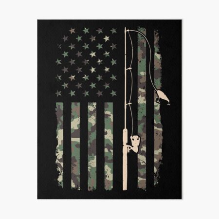 Camouflage fishing USA flag with bait stars Throw Pillow by Norman