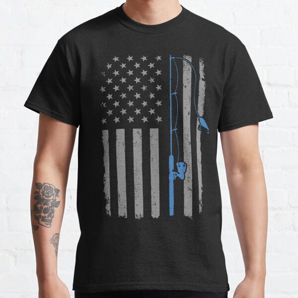 Fishing T Shirt USA Fishing Flag Gift for Fisherman Fisher Tee