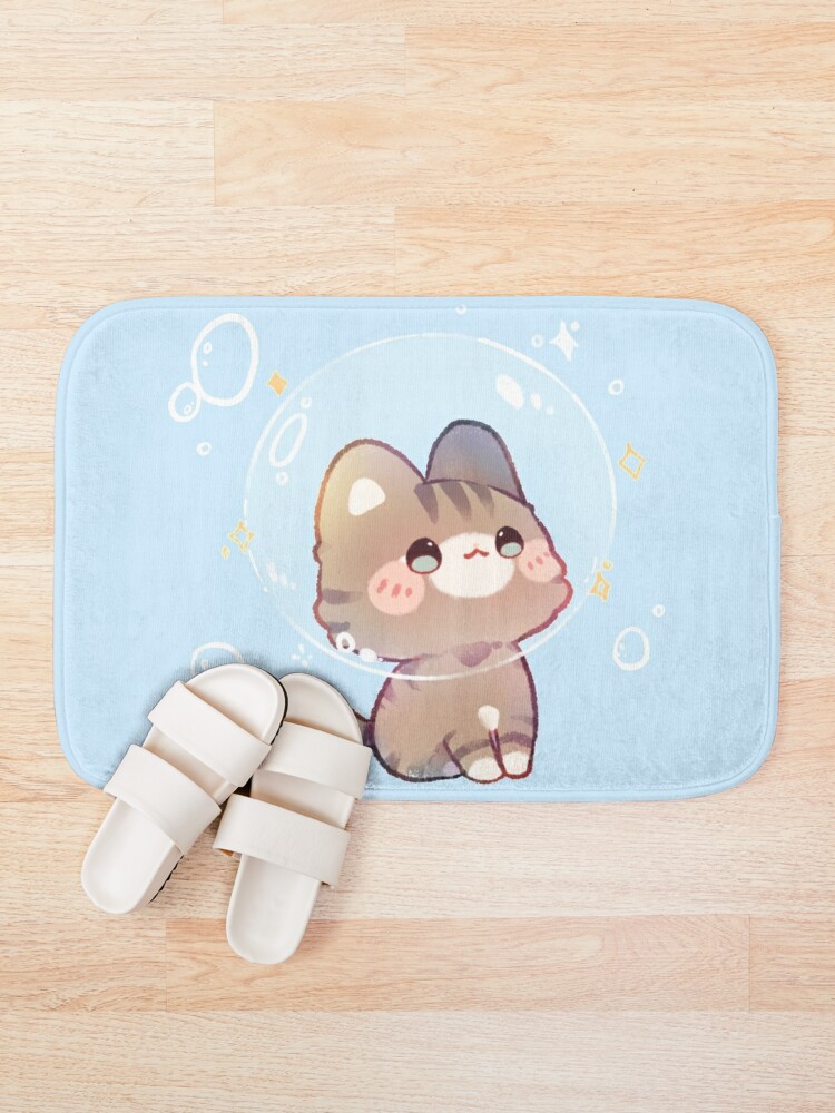 Bubble Kitty Bath Mat for Sale by CremeChii