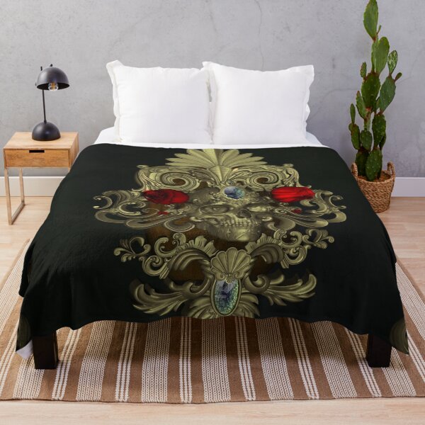 Item preview, Awesome golden skull with roses designed and sold by nicky2342.