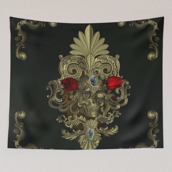 Item preview, Awesome golden skull with roses designed and sold by nicky2342.