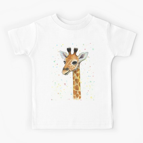 Short Sleeve T-Shirt, Giraffe Print Infront (Toddler/Little Kids)