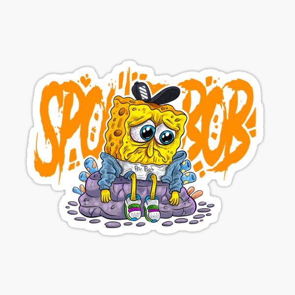 SpongeBob Upset Fish Meme Sticker - Sticker Mania
