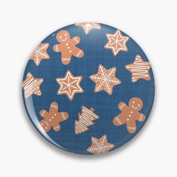 Item preview, Christmas Gingerbread Cookies Denim Blue Linen Effect designed and sold by cashewdays.