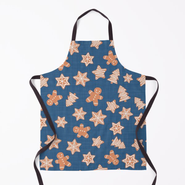 Item preview, Christmas Gingerbread Cookies Denim Blue Linen Effect designed and sold by cashewdays.
