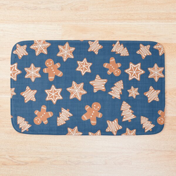 Item preview, Christmas Gingerbread Cookies Denim Blue Linen Effect designed and sold by cashewdays.