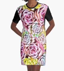 Succulent Pink Graphic T-Shirt Dress