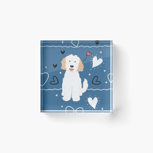 Item preview, LOVE White Cream Goldendoodle Dog designed and sold by Lulupainting.