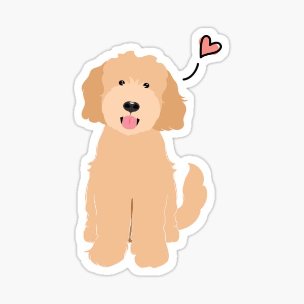 LOVE Apricot Blonde Goldendoodle Dog Sticker