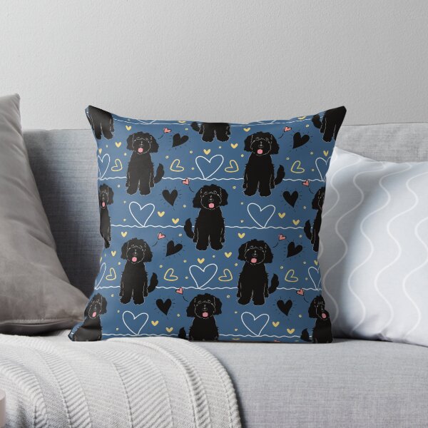 LOVE Black Goldendoodle Dog Throw Pillow