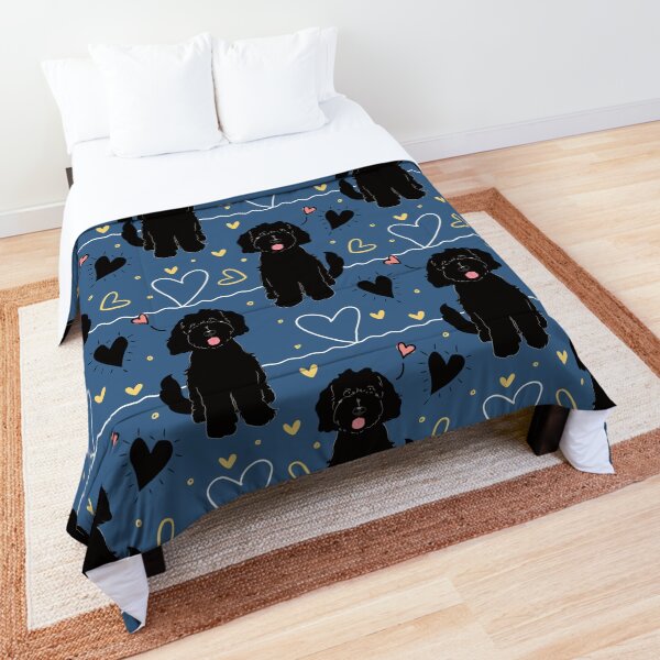 LOVE Black Goldendoodle Dog Comforter